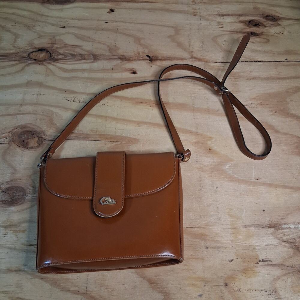 Cristian Leather Crossbody Handbag Womens Purse Camel Brown Made In Italy